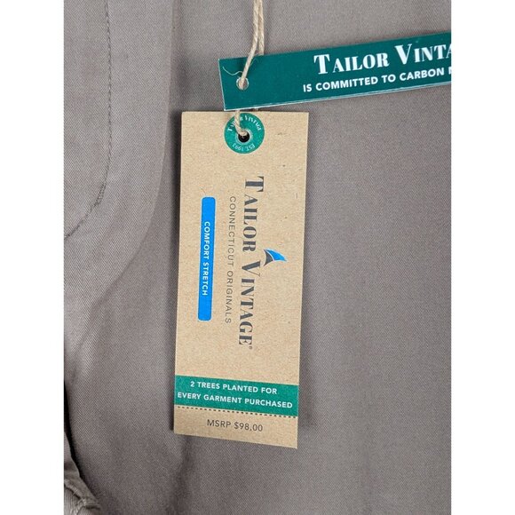 Tailor Vintage Pants Mens 33x32 Khaki Classic Fit Stretch Straight Leg - Picture 4 of 7
